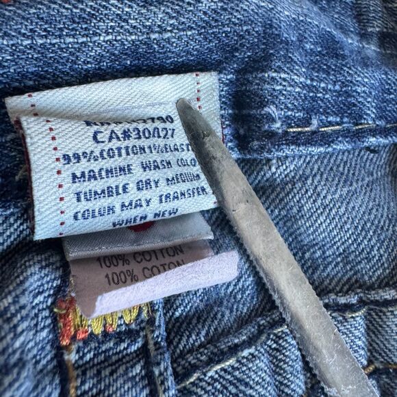 True Religion Bobby Super T Jeans 29 Made in USA Distressed Raw Hem Thick Stitch - Picture 12 of 14